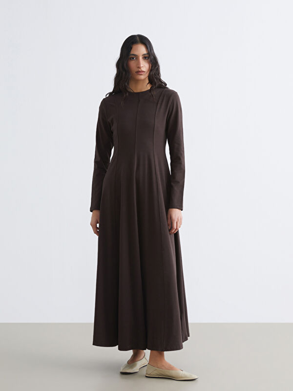 LCW Modest Bisiklet Yaka Kloş Elbise