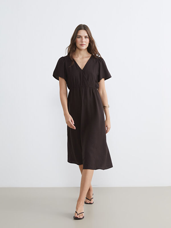 LCW Comfort V Yaka Belden Oturtmalı Elbise	