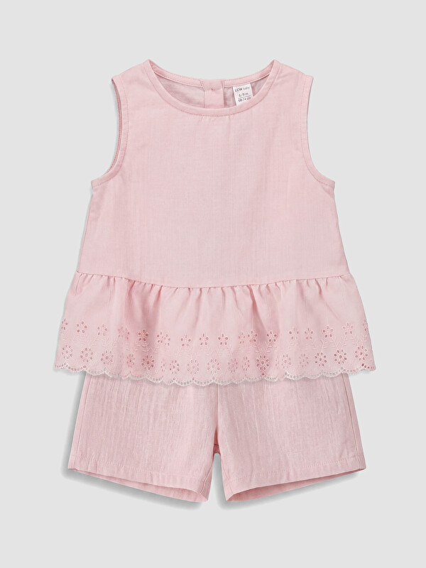LCW baby Fisto Detaylı Kız Bebek Müslin Bluz ve Şort