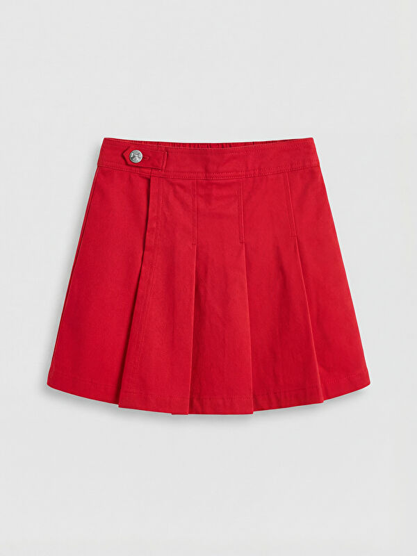LCW Kids Pileli Kız Çocuk Gabardin Şort Etek