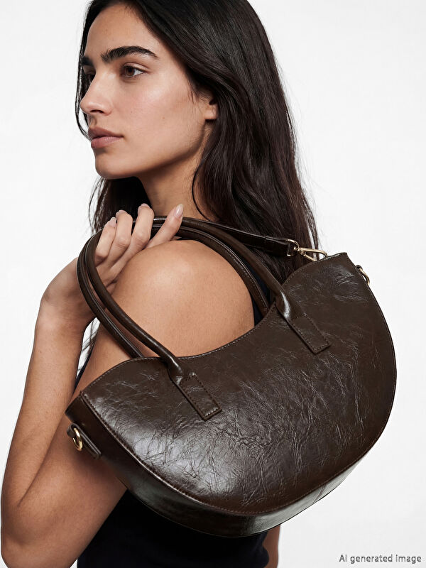 LCW ACCESSORIES Deri Görünümlü Kadın Moon Çanta