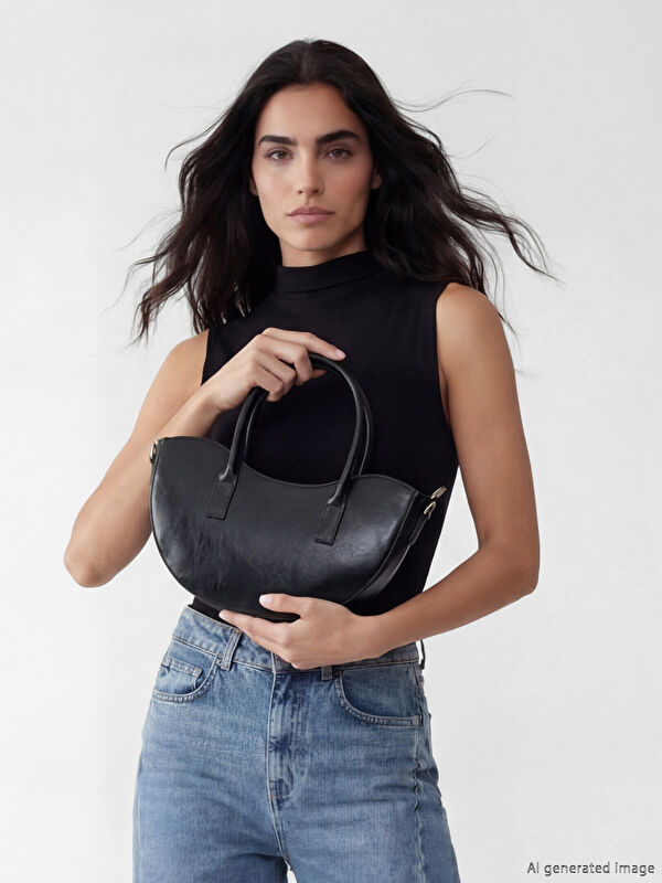 LCW ACCESSORIES Women's Moon Bag in a Leather-Look Finish