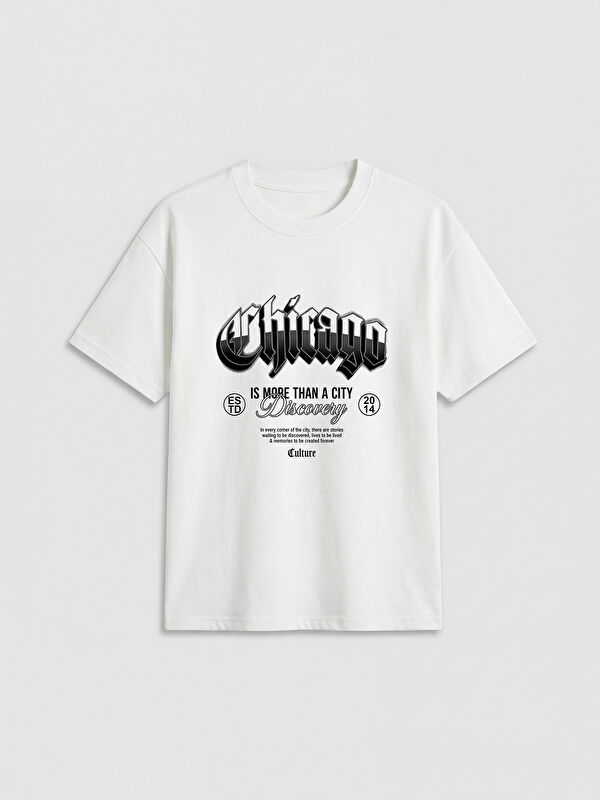 LCW Kids Crew Neck Chicago Printed Boys' T-Shirt