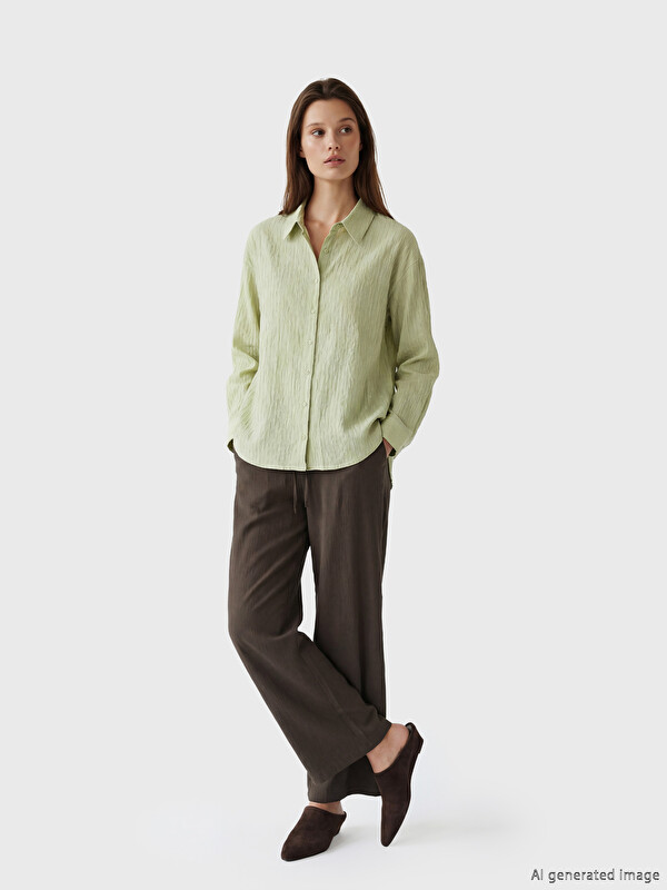 LCW Modest Elastic Waist Wide Leg Women's Trousers