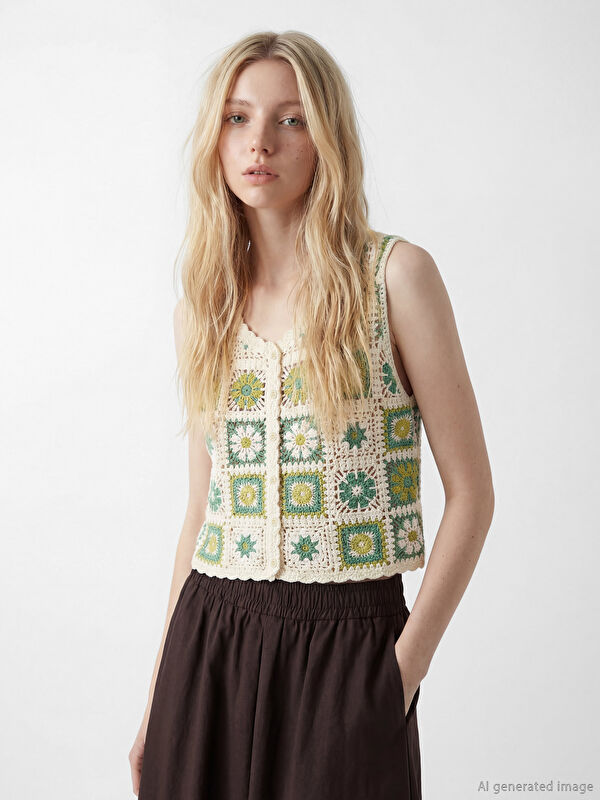 XSIDE V Neck Women's Crochet Waistcoat