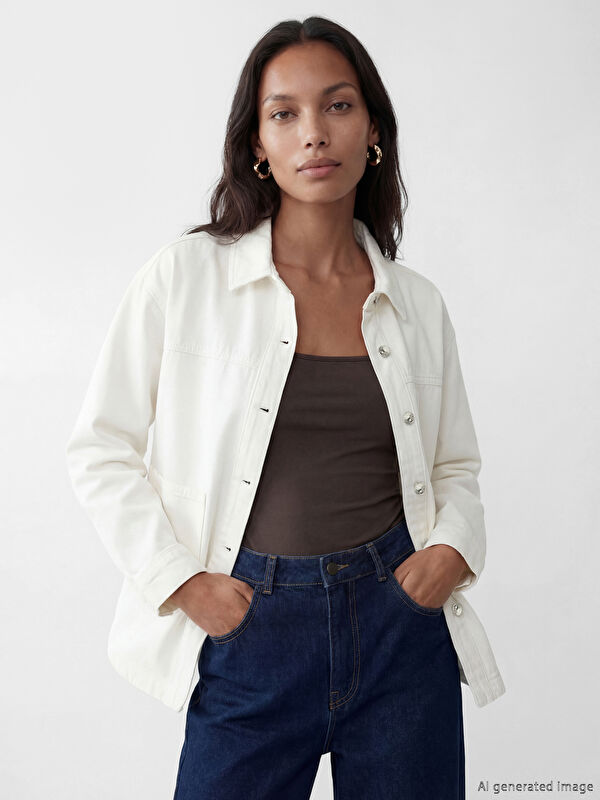 LCW EVERYDAY Gömlek Yaka Oversize Kadın Jean Ceket