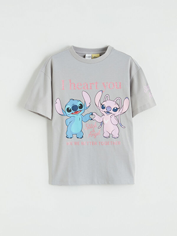 LCW Kids stitch және angel принтті қыздарға арналған футболка
