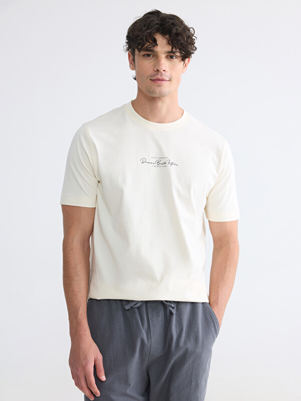 XSIDE T-shirt e stampuar me jakë të rrumbullakët për burra