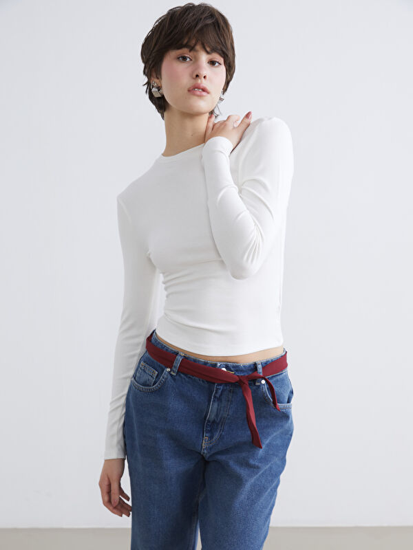 XSIDE Bisiklet Yaka Fitilli Kadın Body	