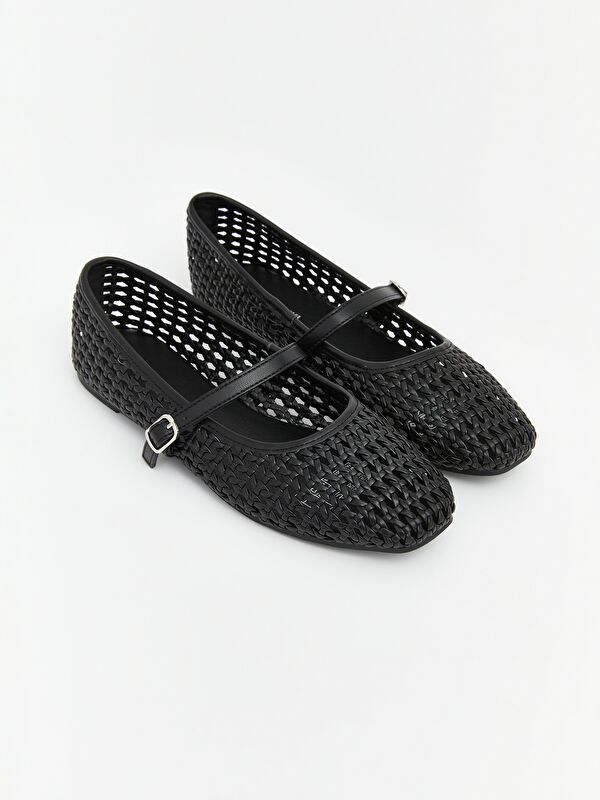 LCW STEPS Woven Look Buckle Women's Ballet Flats