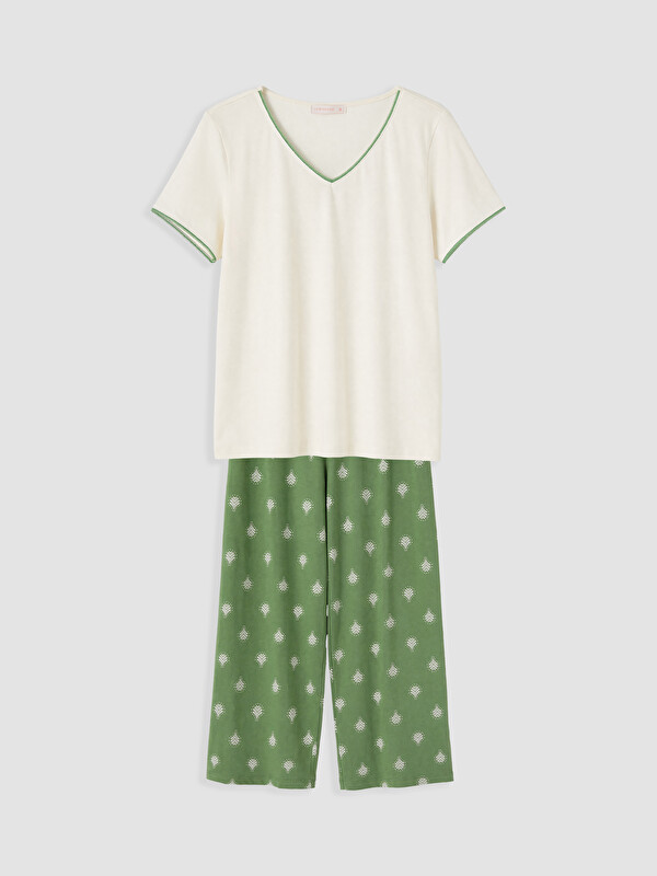 LCW DREAM V Yaka Kadın Kaprili Pijama Takımı