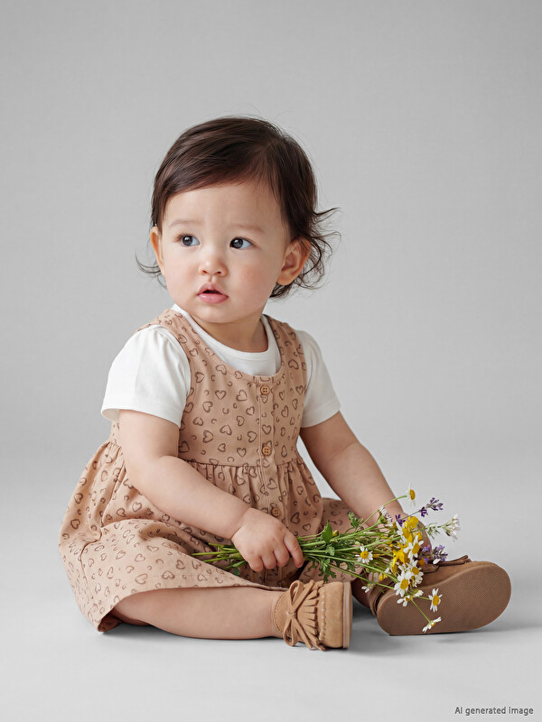 LCW baby Heart Patterned Baby Girls' Dress and T-Shirt