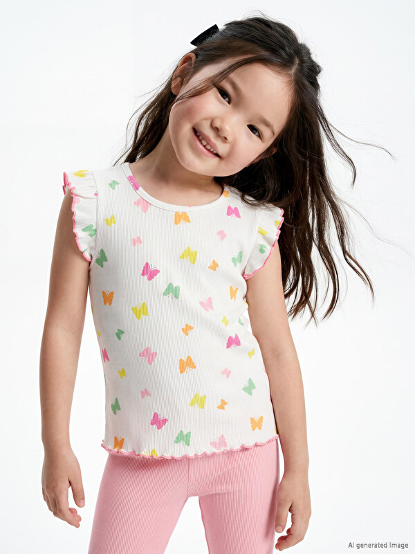 LCW baby ნაკეცებიანი რიბირებული უმკლავო მაისური გოგონებისთვის
