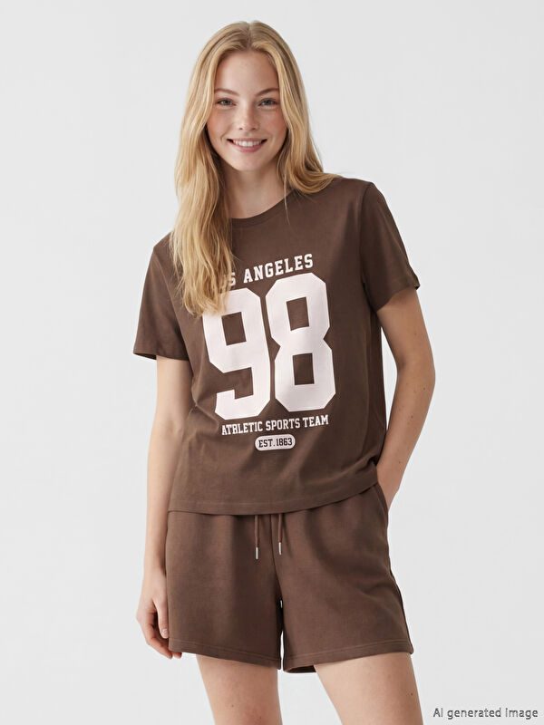 XSIDE Crew Neck Los Angeles Printed Women's T-Shirt