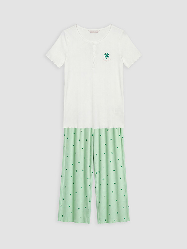 LCW DREAM Bisiklet Yaka Hamile Kaprili Pijama Takımı