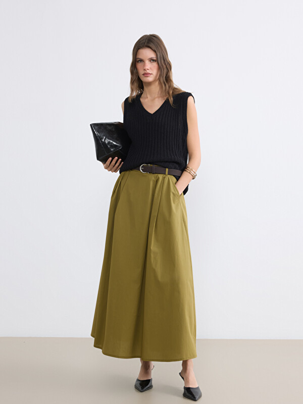 LCW EVERYDAY Fustă A-Line din poplin cu curea