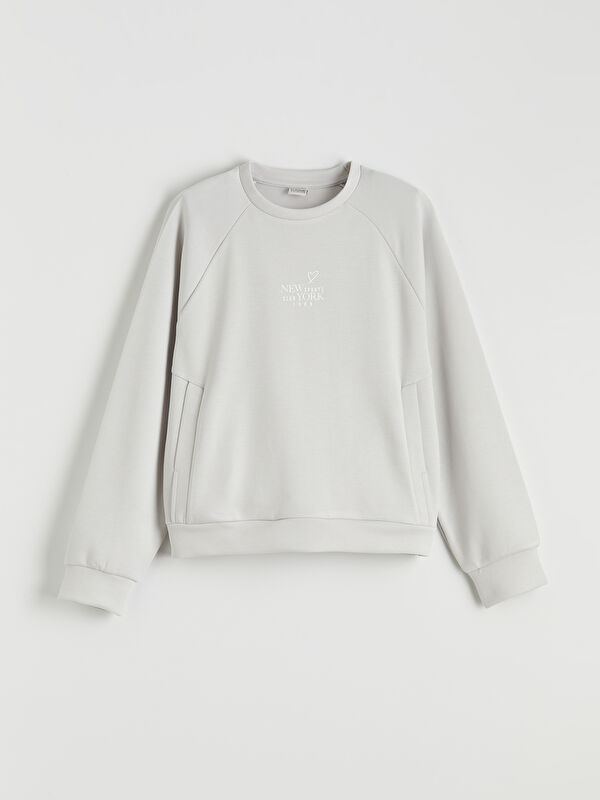 LCW Kids New York Baskılı Kız Çocuk Soft Touch Sweatshirt