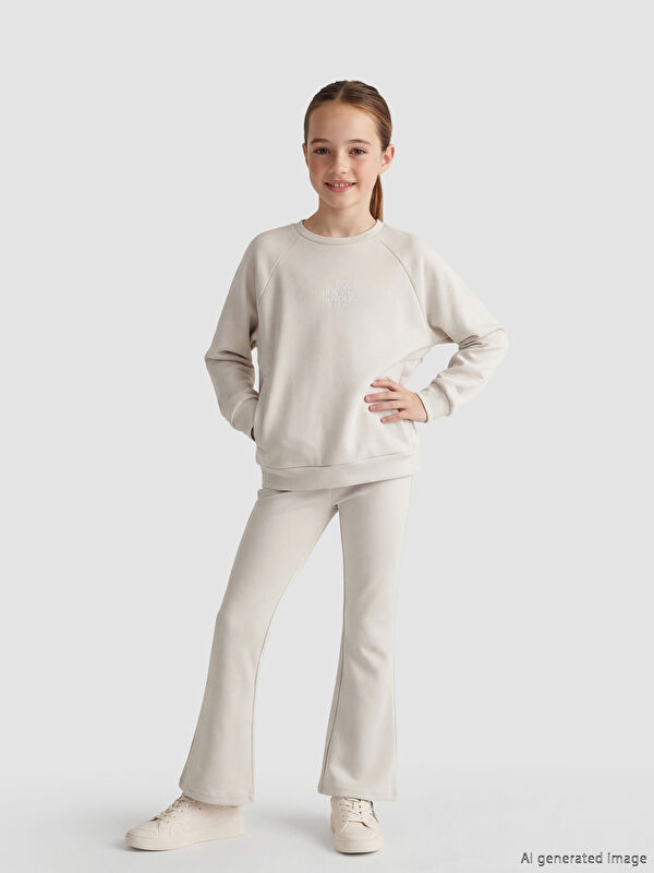 LCW Kids New York Baskılı Kız Çocuk Soft Touch Sweatshirt ve Tayt