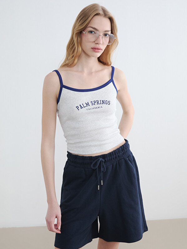 XSIDE Spaghetti Strap Palm Springs Printed Women's Crop