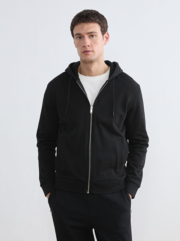 LCW Vision Kapüşonlu Erkek Fermuarlı Sweatshirt