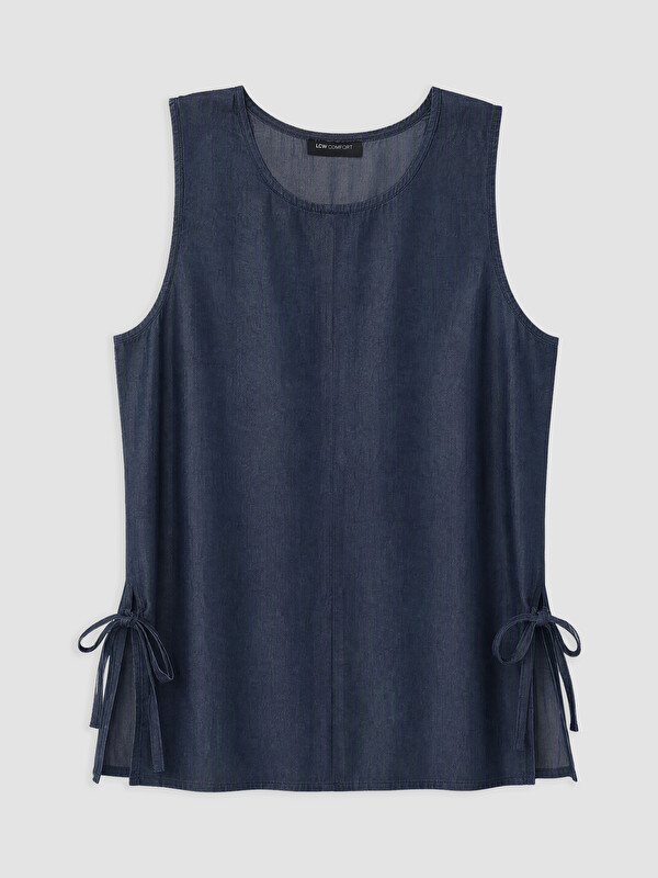 LCW Comfort Crew Neck Side Lace-Up Women's Jean Tunic