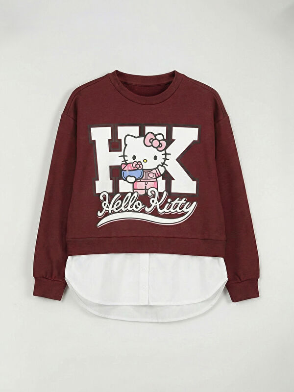 LCW Kids Bisiklet Yaka Hello Kitty Baskılı Kız Çocuk Sweatshirt