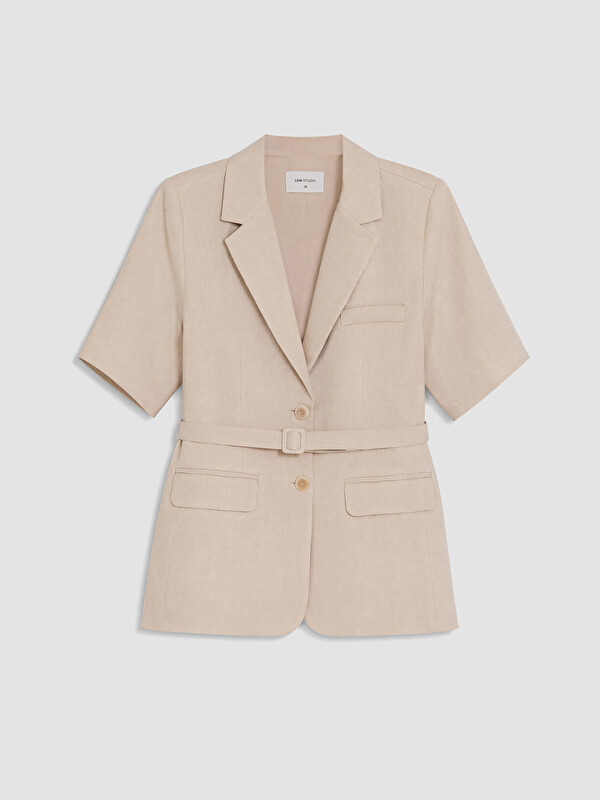 LCW STUDIO Kemerli Kadın %100 Keten Blazer Ceket