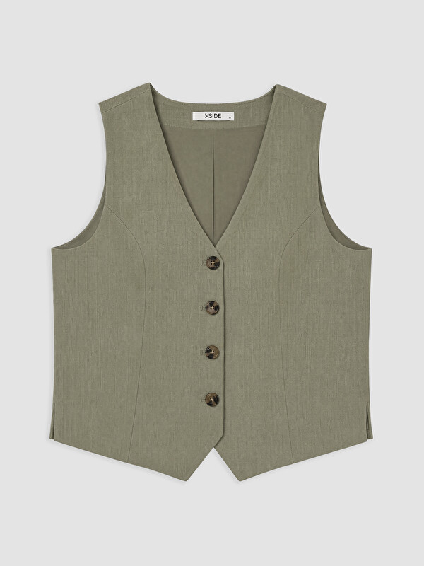 XSIDE Woman Khaki Waistcoat