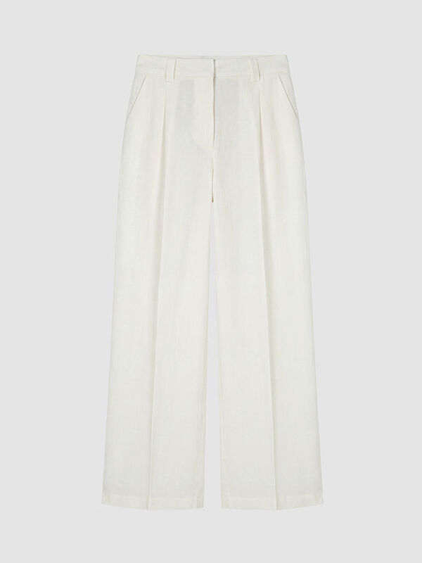 XSIDE High Waisted Linen Blend Women's Trousers