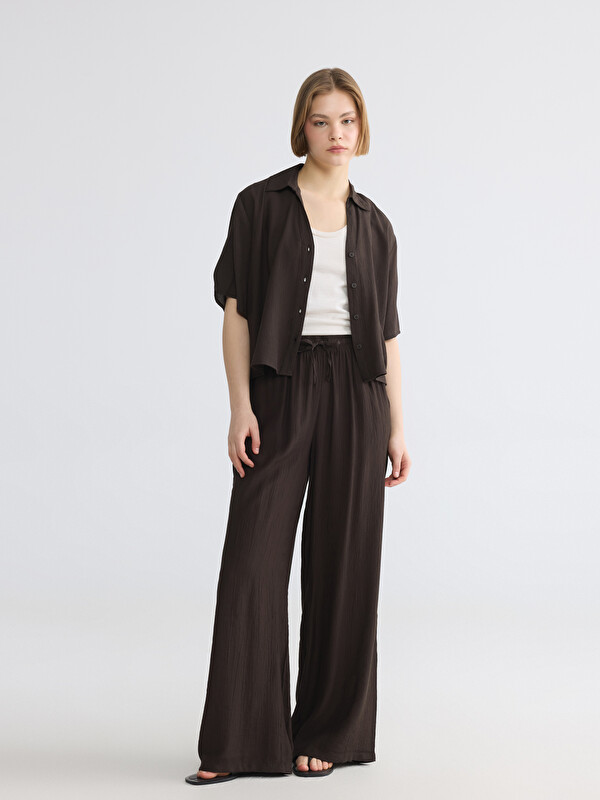 XSIDE Elastic Waist Textured Women's Trousers