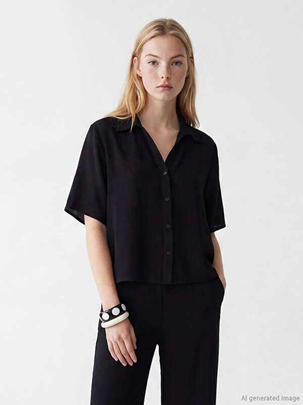 XSIDE Short Sleeve Textured Women's Shirt