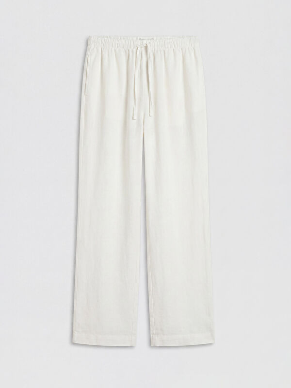 XSIDE Elastic Waist Linen Blend Women's Trousers