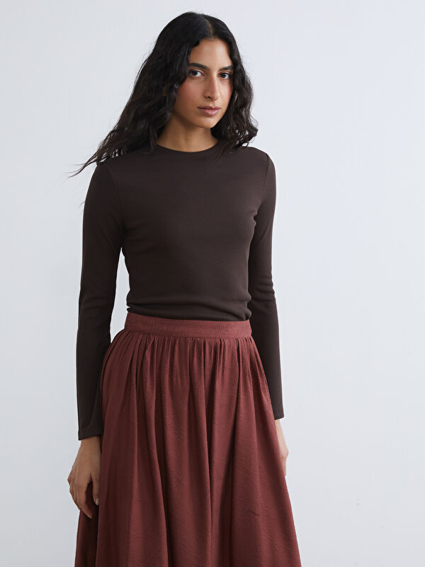 LCW Modest Bisiklet Yaka Fitilli Kadın Body