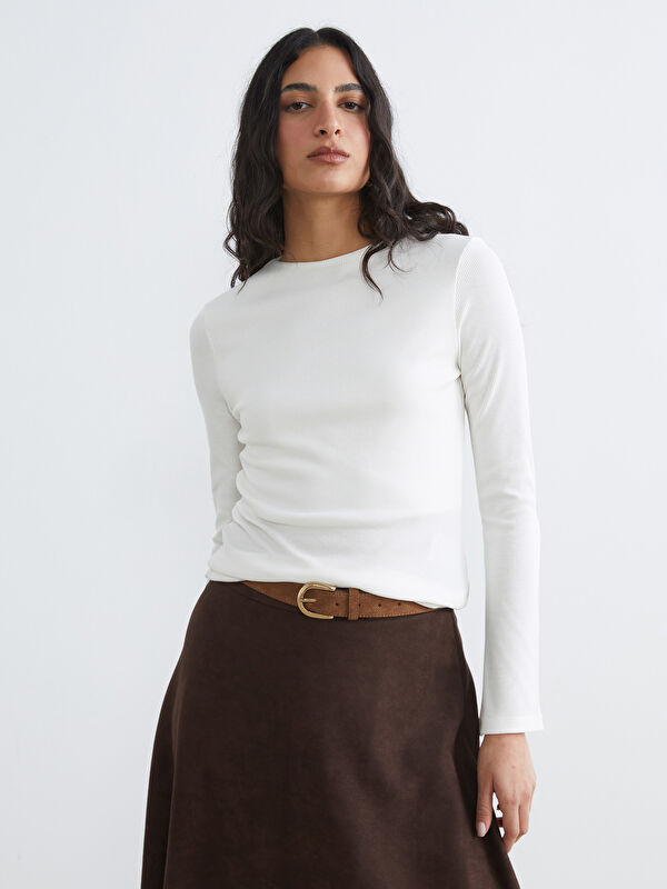 LCW Modest Bisiklet Yaka Fitilli Kadın Body
