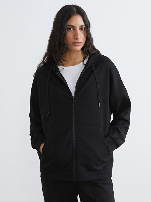 LCW Modest Oversize Soft Touch Kadın Fermuarlı Sweatshirt
