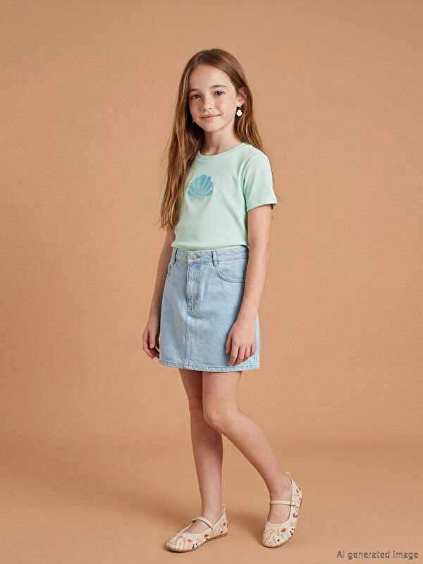 LCW Kids Kız Çocuk Jean Şort Etek