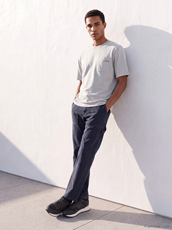 XSIDE بنطلون جاباردين رجالي بقصة عادية