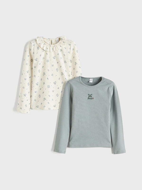 LCW Kids Blouse Fille Florale Col Claudine Lot de 2