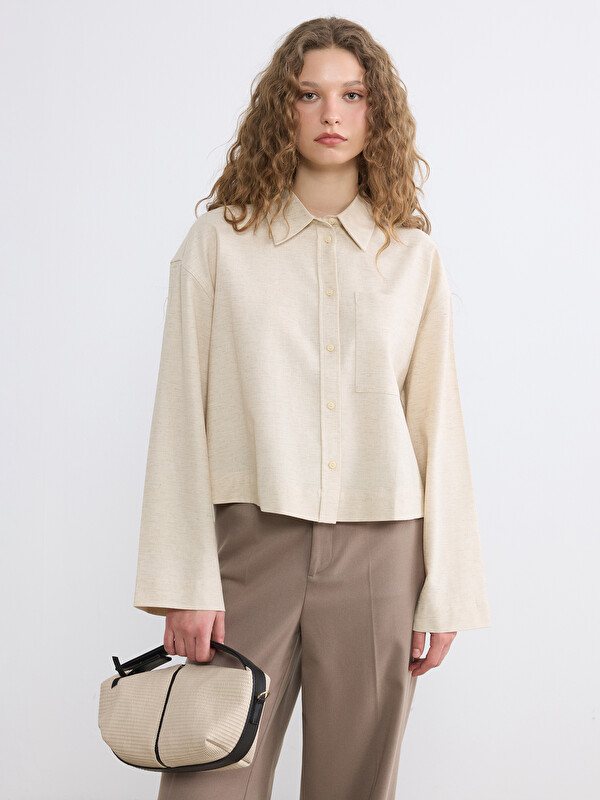 LCW Modest Woman Beige Shirt