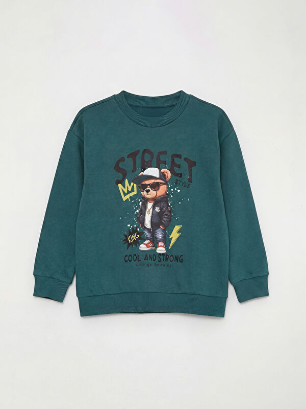 LCW Kids Bisiklet Yaka Baskılı Erkek Çocuk Sweatshirt