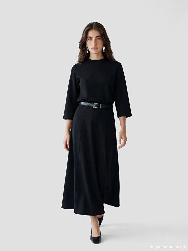 LCW Modest Beli Fermuarlı Kloş Etek	