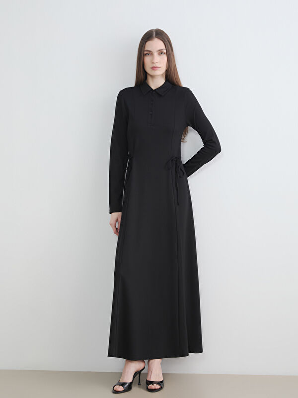LCW Modest Gömlek Yaka Belden Oturtmalı Elbise