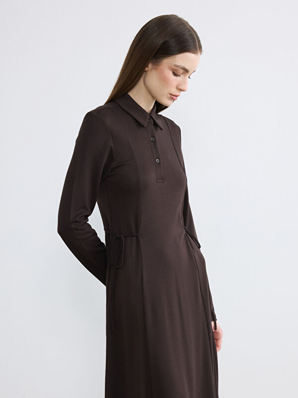 LCW Modest Gömlek Yaka Belden Oturtmalı Elbise