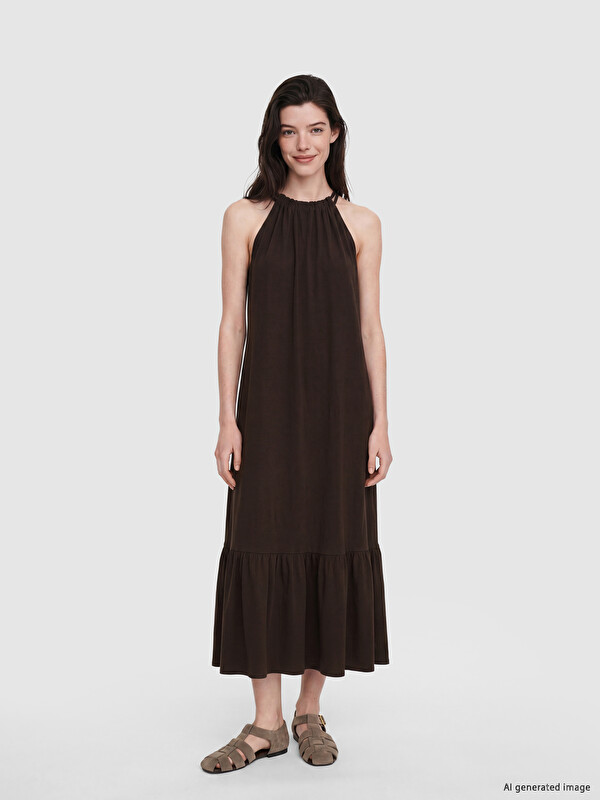 LCW Comfort Woman Brown Dress
