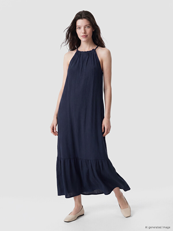 LCW Comfort Halter Neck Frilled Dress