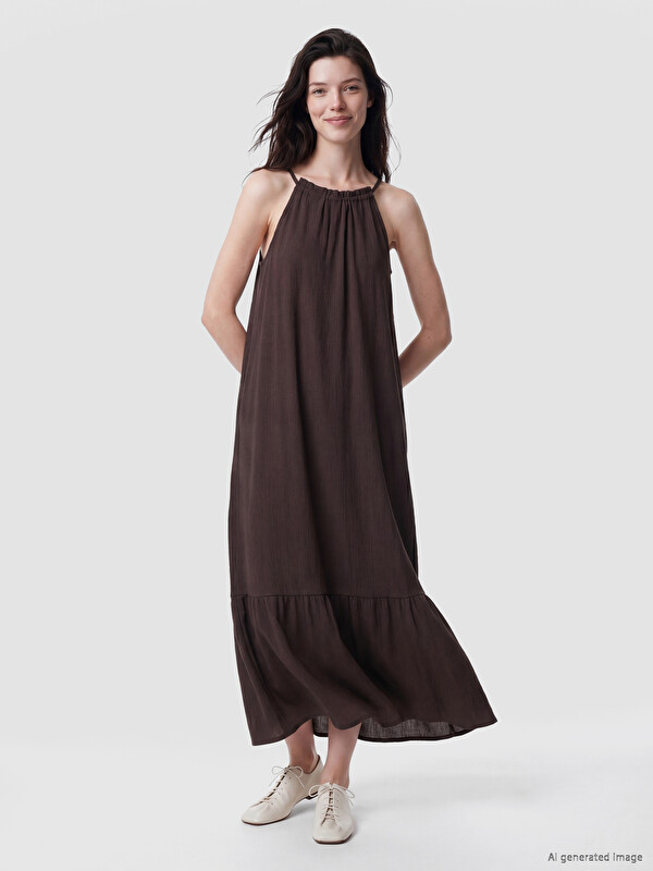 LCW Comfort Halter Neck Frilled Dress