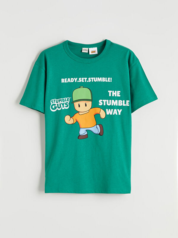 LCW Kids Bisiklet Yaka Stumble Guys Baskılı Erkek Çocuk Tişört