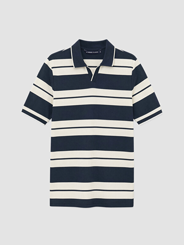 LCWAIKIKI Classic Polo Yaka Çizgili Pike Erkek Tişört