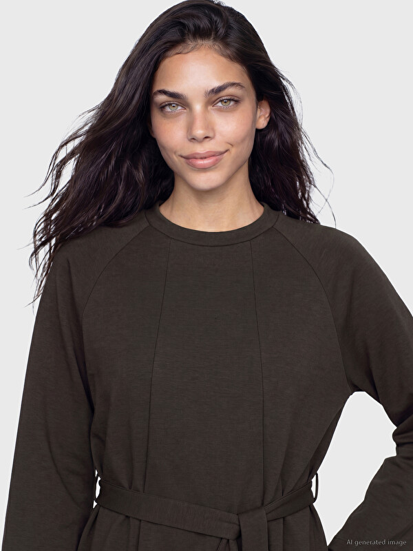 LCW Modest Bisiklet Yaka Soft Touch Kadın Sweatshirt Tunik