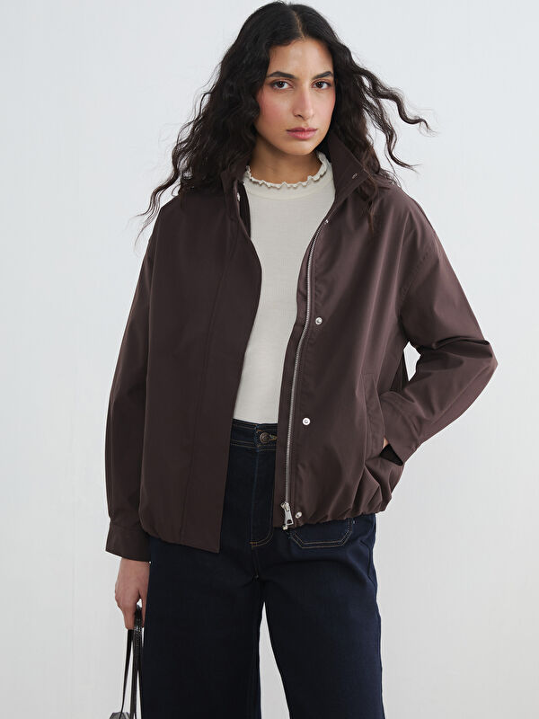LCW Modest Dik Yaka Oversize Kadın Yağmurluk